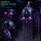 💀Cyber Mecha Skull Color Changing LED Pressure Boost Shower Head