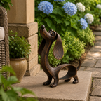 🐶 Cast Aluminum Wiener Dog Figurine – Charming Accent for Shelves & Porches