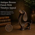 🐶 Cast Aluminum Wiener Dog Figurine – Charming Accent for Shelves & Porches