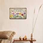 ✨Vintage "What a Wonderful World" Floral & Dragonfly Metal Tin Sign