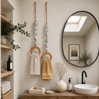 🧺 Beaded Wooden‑Ring Towel Hanger ✨ Boho‑Style Functional Wall Accent