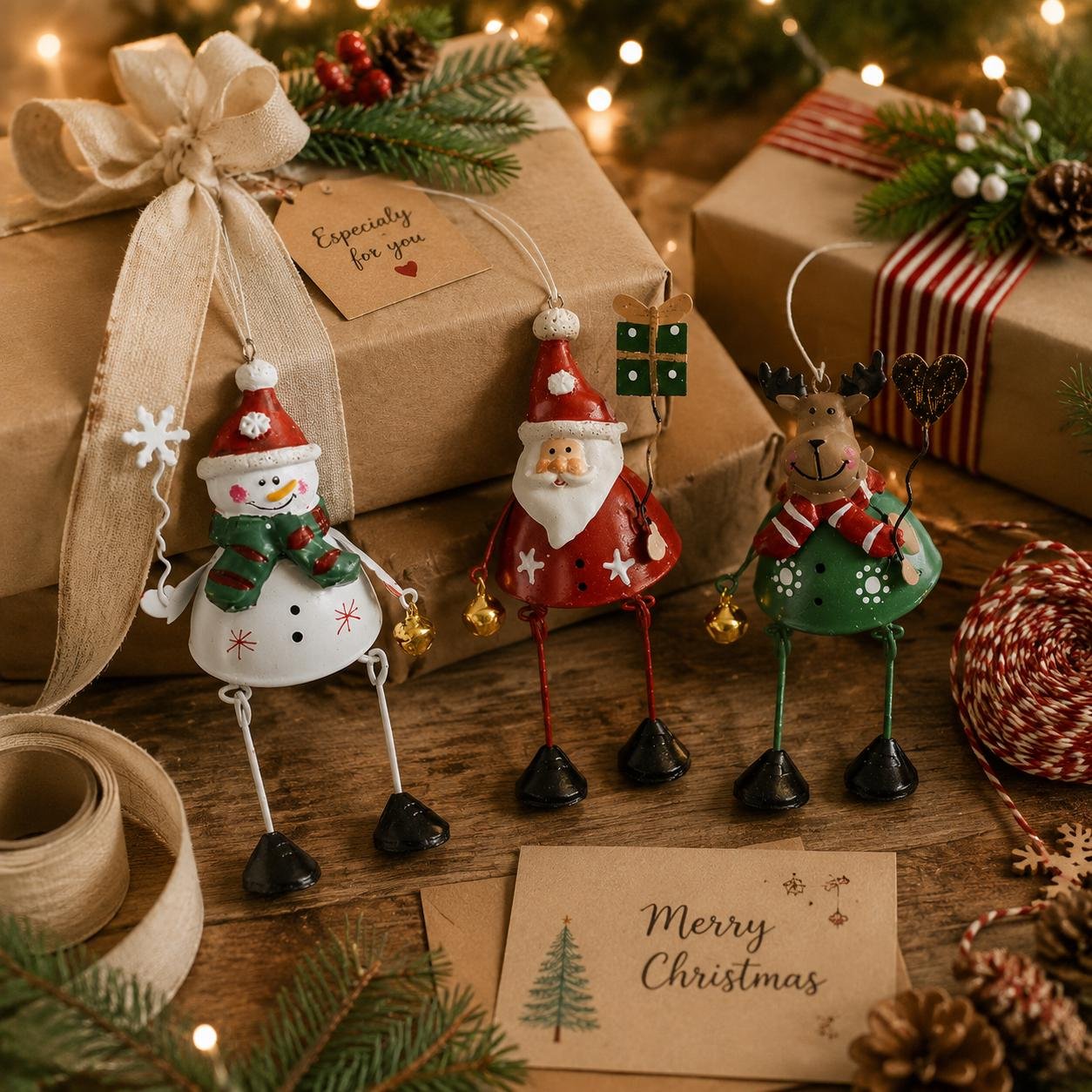🌲✨ Hand-Painted Dangling Leg Christmas Ornaments