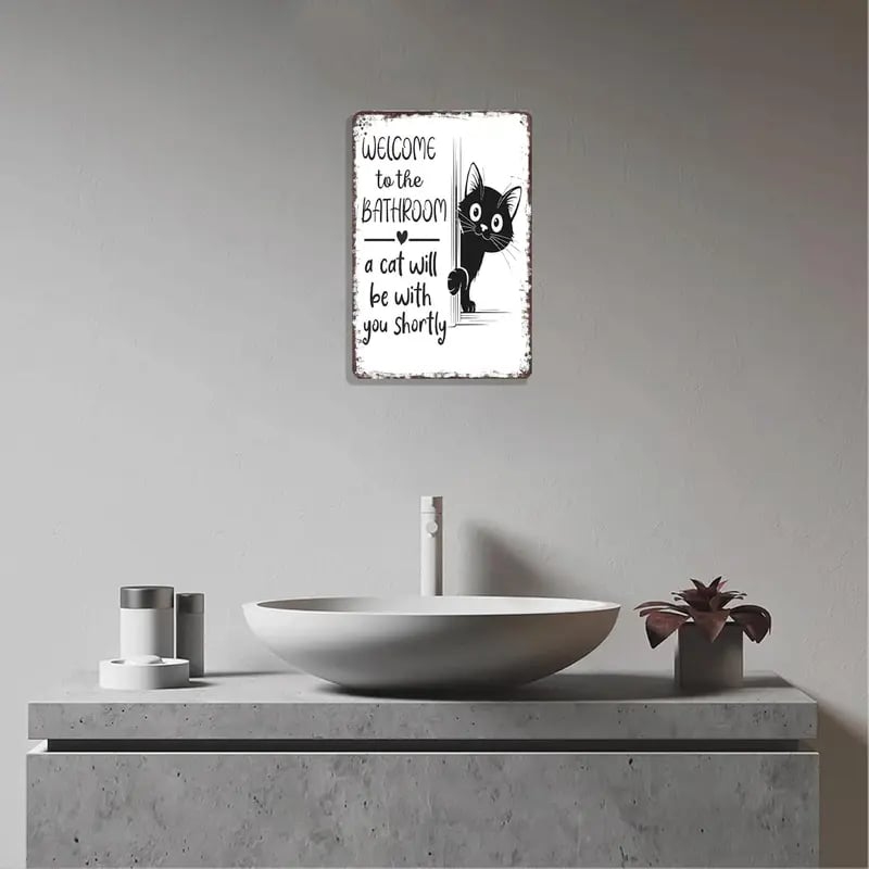 🔥Last day 50% off – Vintage black and white cat wall art