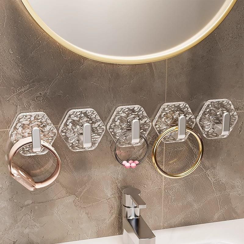 🏆LAST DAY SALE – 50% OFF!!🎁🔥Self-adhesive hexagon hooks – extra strong, waterproof and rustproof✨ No drilling • Strong grip • Easy assembly