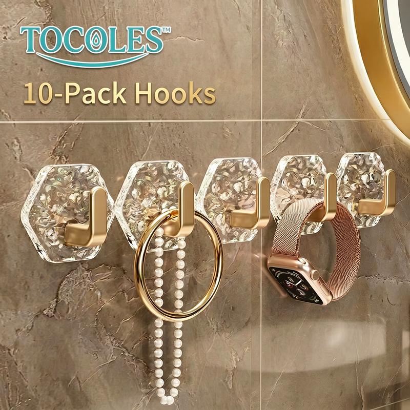 🏆LAST DAY SALE – 50% OFF!!🎁🔥Self-adhesive hexagon hooks – extra strong, waterproof and rustproof✨ No drilling • Strong grip • Easy assembly