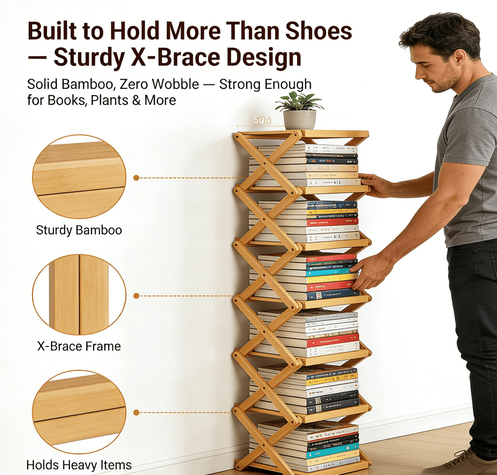 The 9-Tier No-Assembly Bamboo Rack!🌿👟