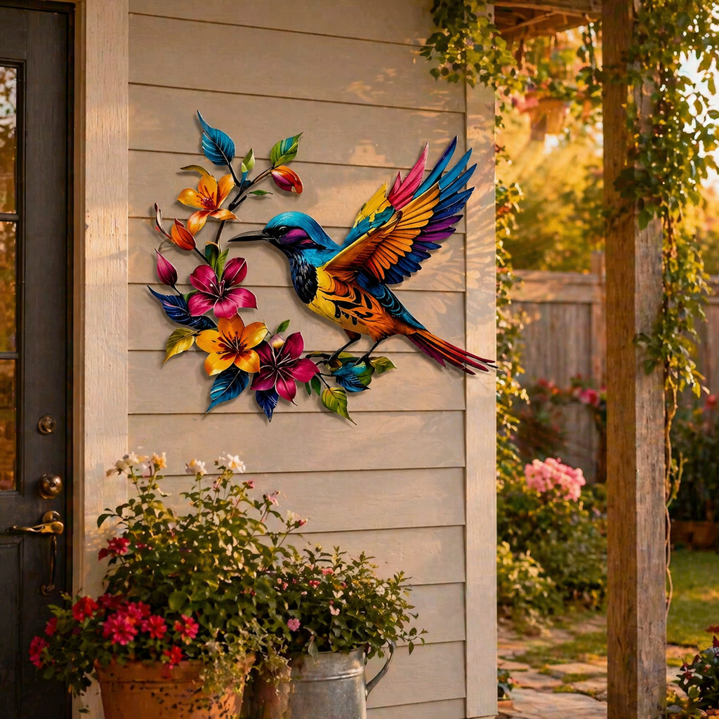 ✨Hummingbird Bloom Metal Wall Art