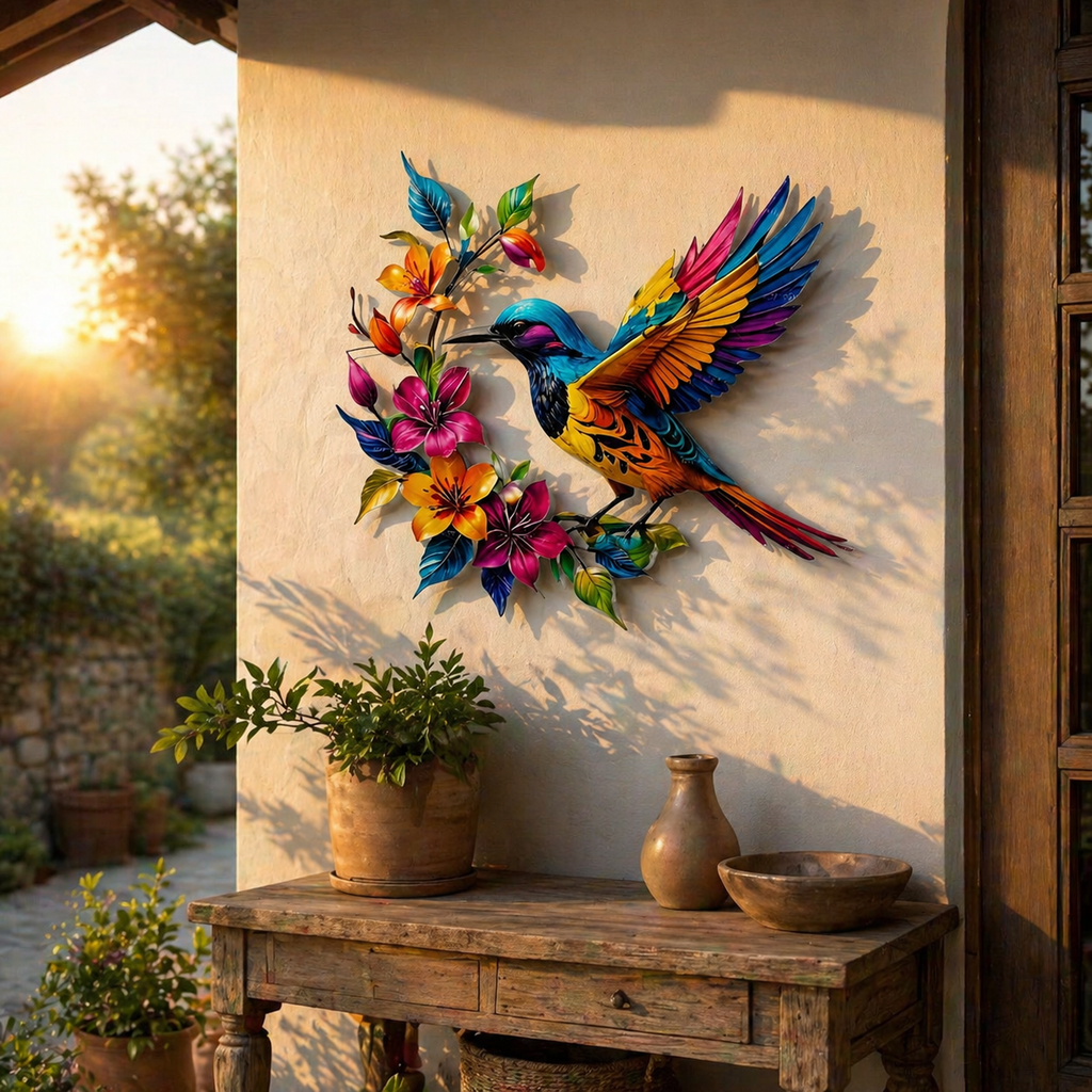 ✨Hummingbird Bloom Metal Wall Art