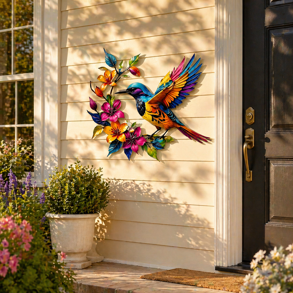 ✨Hummingbird Bloom Metal Wall Art