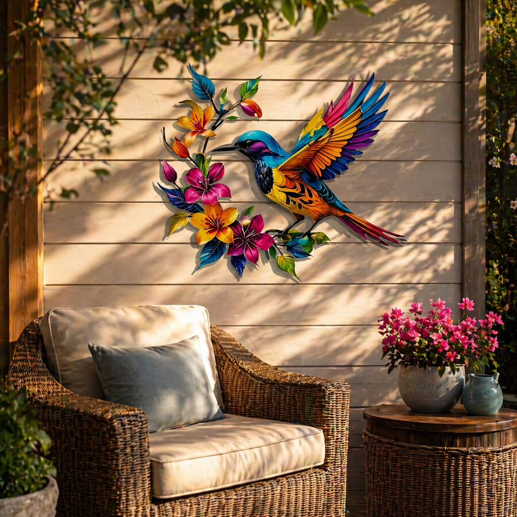 ✨Hummingbird Bloom Metal Wall Art