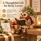 🦉 Reading Owl Figurine – Whimsical Bookish Shelf Sitter With Glasses & Dangling Boots