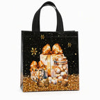 🎄 LIMITED‑TIME 50% OFF! ✨ Black Christmas Non Woven Gift Tote Bag – Gold Foil, Reusable, Sturdy Handles 🎁