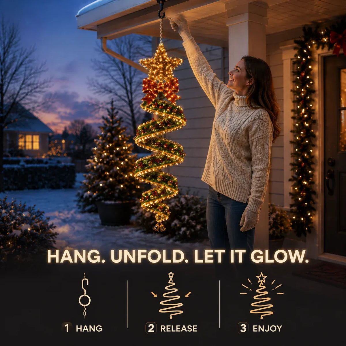 🏠 Vertical Hanging Glowing Christmas Centerpiece, Ideal For Covered Patio & Indoor Holiday Parties