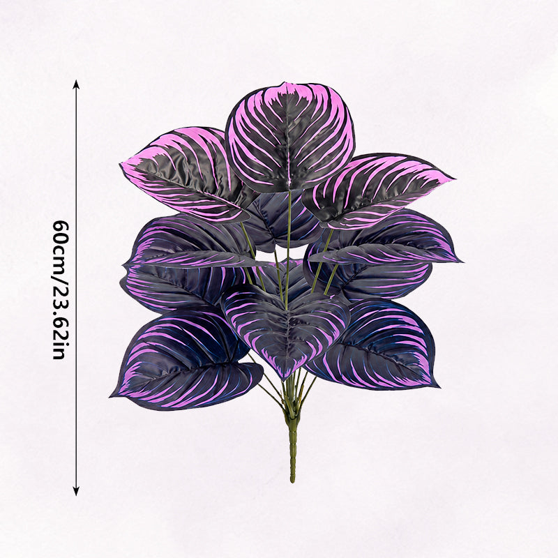 🏡🖤Artificial Purple Calathea Plant – Gothic Fall & Halloween Faux Plant