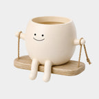 🪑 Rocking Chair Face Resin Planter | Cute Smiling Character Succulent Pot For Windowsill Desk Decor