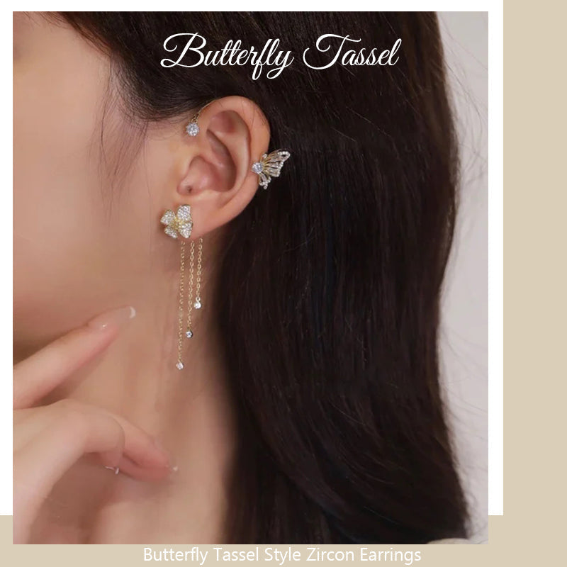 ✨🦋Butterfly Tassel Style Zircon Earrings