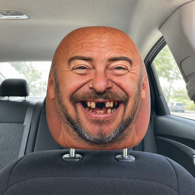 😂 Funny Face Car Headrest Cover – Hilarious Car Interior Decor!