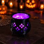 🔮 Hollow‑Cut Witch Cauldron LED Tea‑Light Lamp, Spooky Halloween Tabletop Decor Ornament