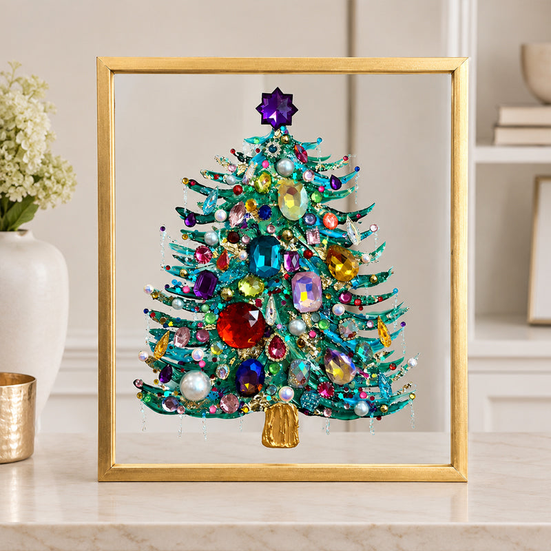 🎄✨ Handmade Elegant Collectible Crystal Beaded Tabletop Christmas Tree, Sparkling Gem Pearl Holiday Home Decor