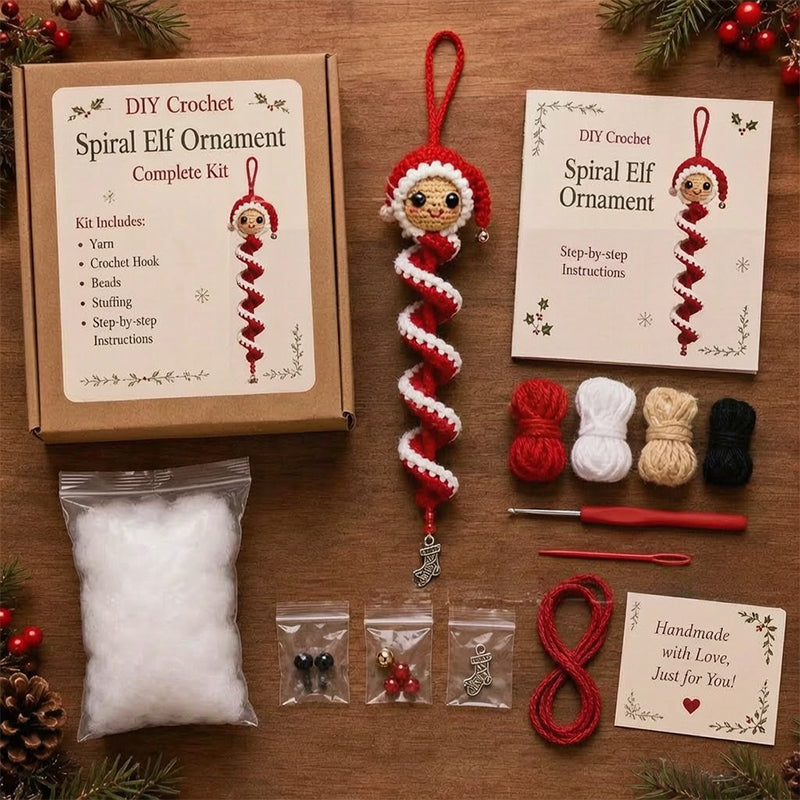 ☃️ Crochet Snowman Spiral Ornament DIY Kit | Complete Beginner-Friendly Set with Soft Yarn, Crochet Hook, Festive Beads, Snowflakes & Step-by-Step Guide 🧶🎄✨