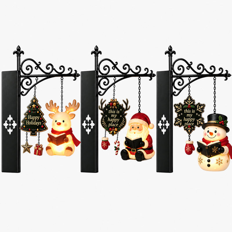 📚 Hanging‑Style Xmas Shelf Lamp, Santa / Reindeer / Snowman For Cozy Reading Nook Holiday Styling