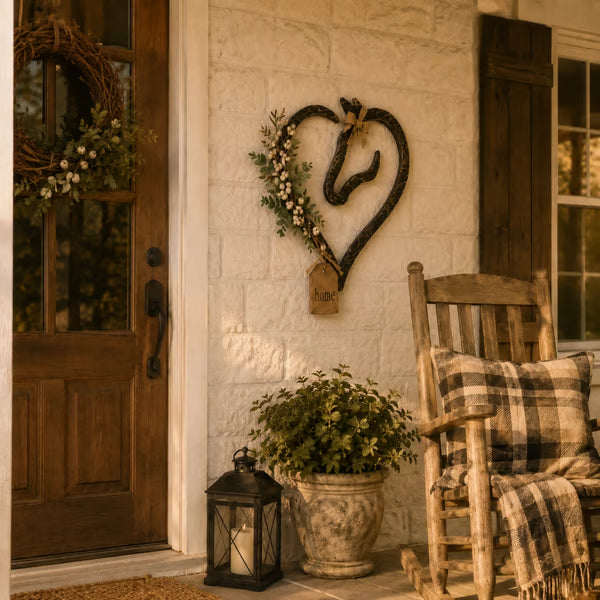 🤎 Western Farmhouse Heart‑Frame Horse‑Head Wall Hanging | Equestrian Porch & Entryway Statement Decor