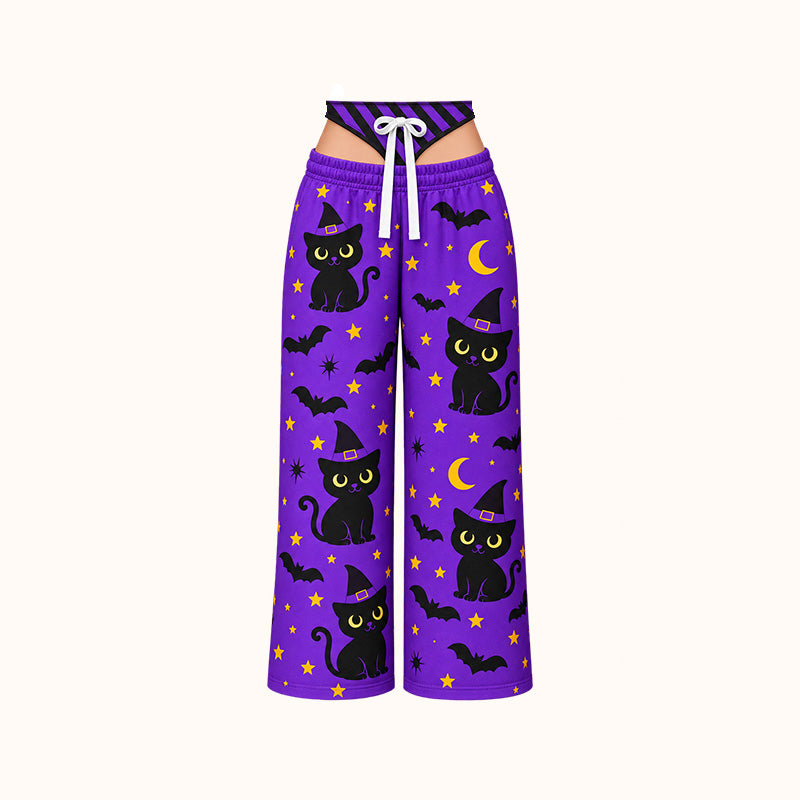 🎃 Spooky Season Allover Print Pants, Perfect for Halloween Night Gatherings