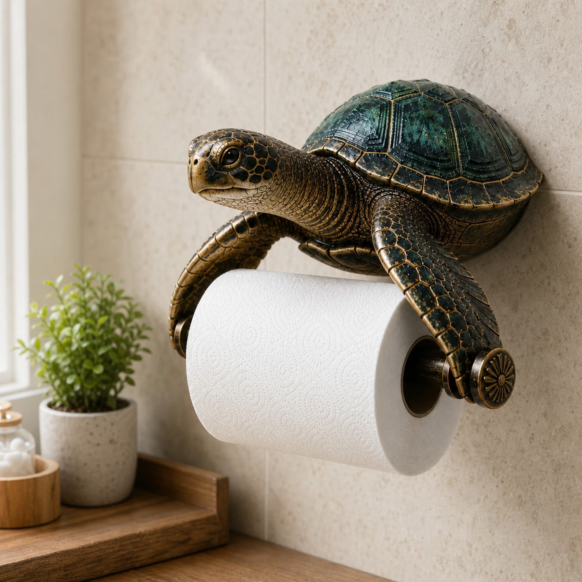 🌊 Ocean Guardian Sculpture Toilet Paper Holder, Coastal Ocean Animal Functional Wall Decor