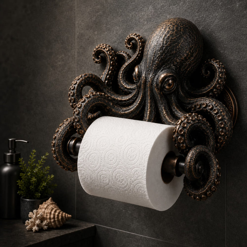 🌊 Ocean Guardian Sculpture Toilet Paper Holder, Coastal Ocean Animal Functional Wall Decor