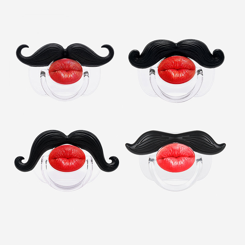 👶😜 Red Lips and Mustache Baby Pacifier – Fun Photo Prop for Cute Baby Snaps!