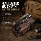 🗡️ Snap‑Closure EDC Belt Leather Tool Sheath