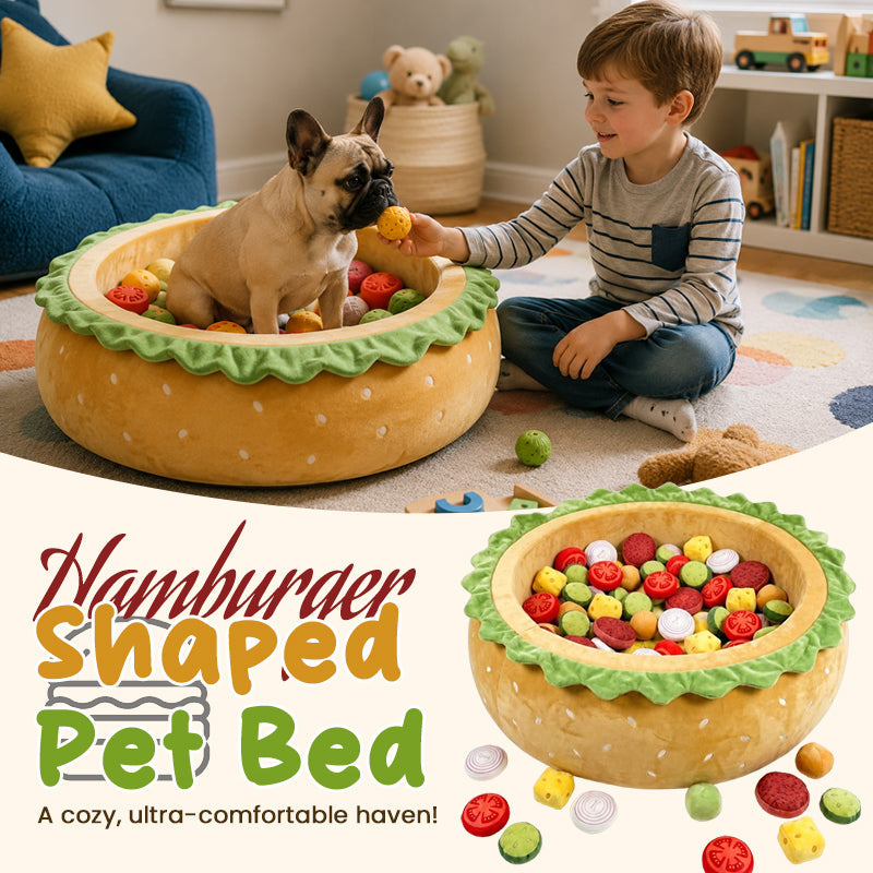 🍔 Elegant Collectible Hamburger Shaped Pet Cave Bed | Novelty Plush Holiday Home Decor Gift for Pet Lovers