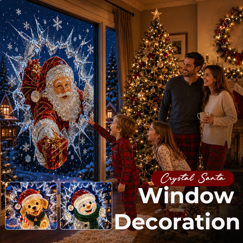 🎅 Sparkly Crystal Santa Decor｜Magical Christmas Window Display