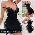 🎉🎉 Lace Trim Slit Bowknot Decor Sleep Dress