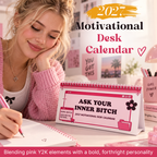 🎀 2027 Motivational Desk Calendar | Cheeky Pink Y2K Vibe