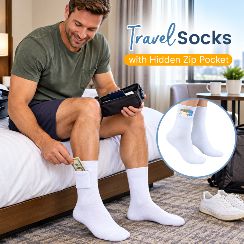 🧦 Hidden Zip Pocket Travel Socks | Discreet Secure Storage