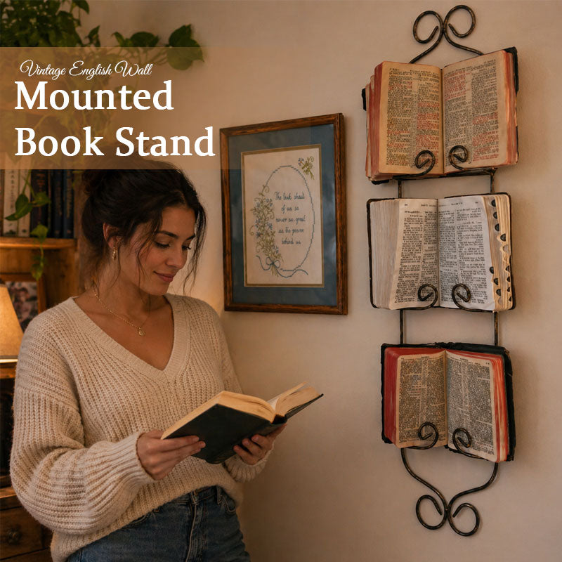 Vintage English Wall-Mounted Book Stand