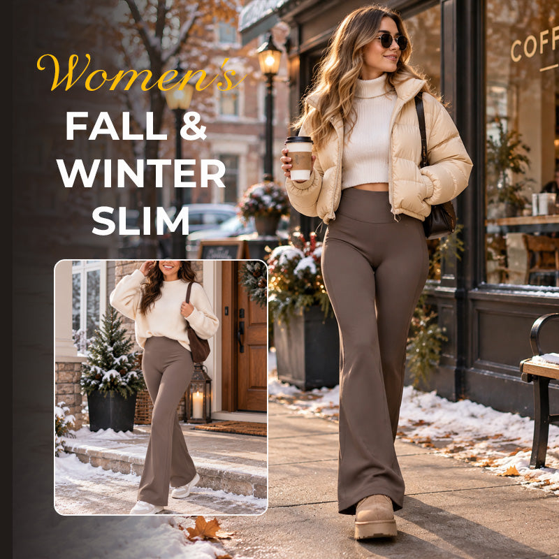 ✨ Fleece Lined Slim Flare Pants – Warm & Figure-Hugging Trousers!