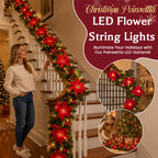 🎄 Poinsettia LED Christmas Garland ✨ Battery‑Powered Festive Greenery Decor