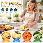 🧀✨ Stainless Steel Cheese Slicer with Scale – Effortless Even Slices for Your Platters!