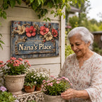 🌸Welcome to Nana's Place: Charming Floral Garden Sign & Home Accent