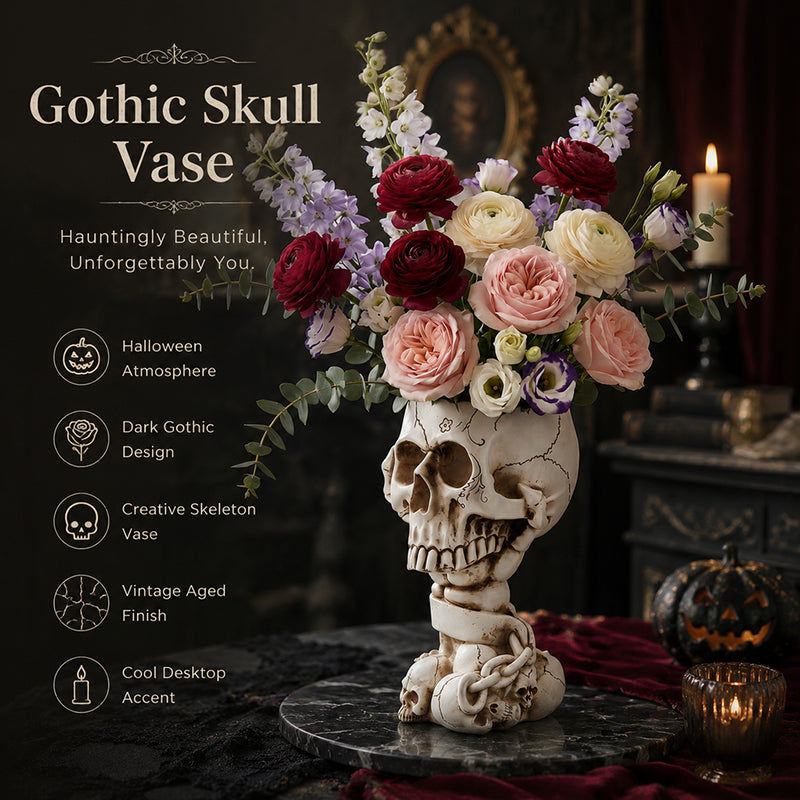 💀Skull Resin Planter - Halloween Goth Desktop Decor