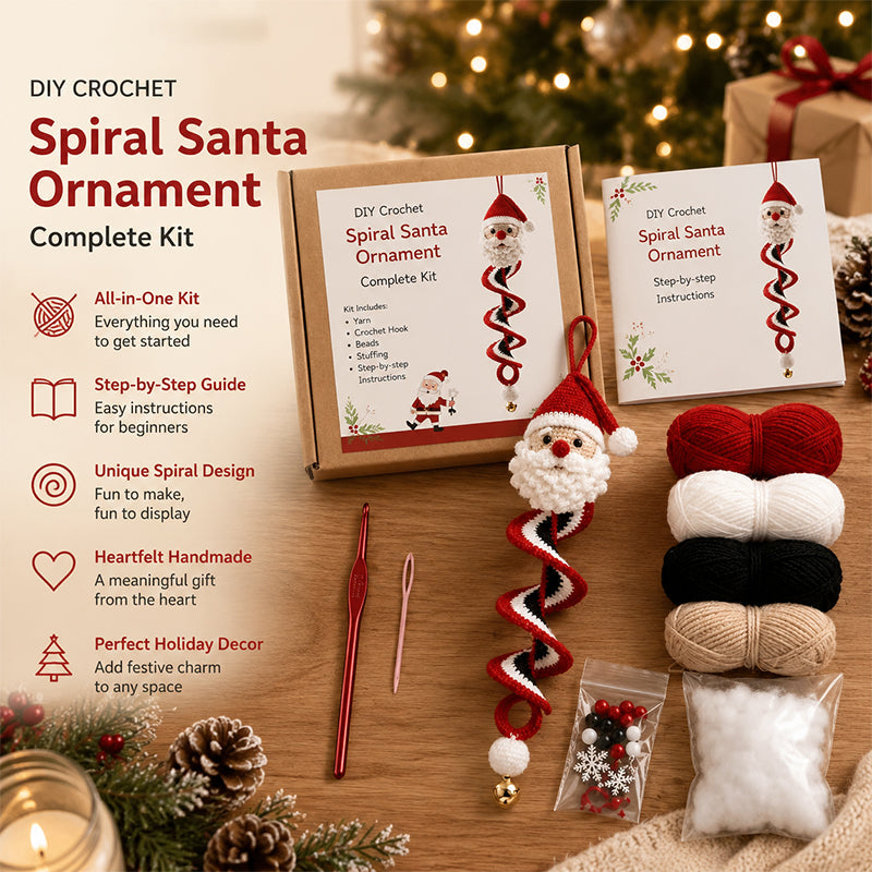 ☃️ Crochet Snowman Spiral Ornament DIY Kit | Complete Beginner-Friendly Set with Soft Yarn, Crochet Hook, Festive Beads, Snowflakes & Step-by-Step Guide 🧶🎄✨