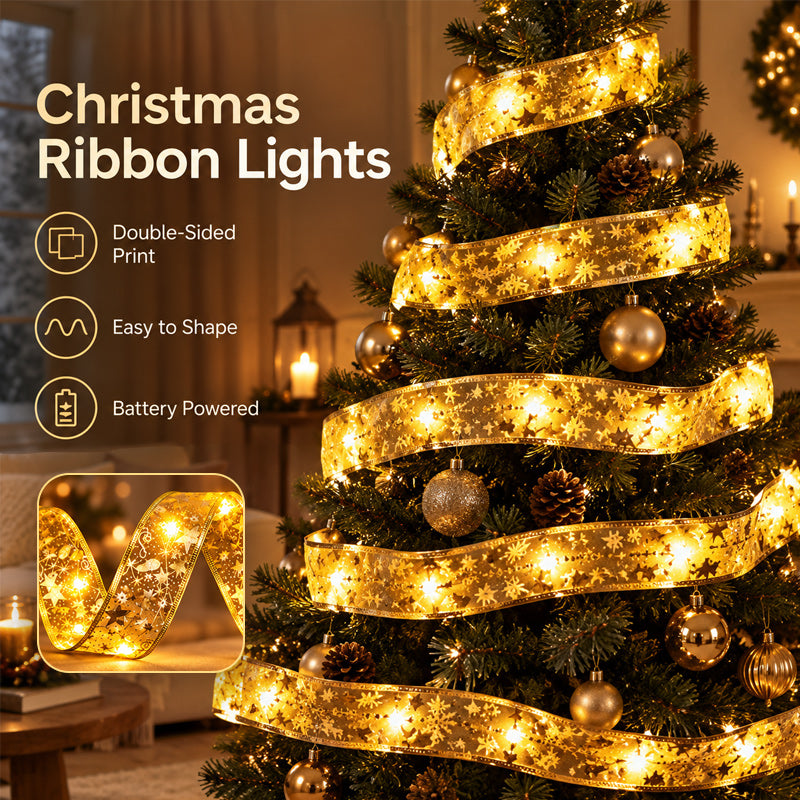 🎄 Christmas LED Ribbon Lights | Festive Glow for Your Holiday Tree