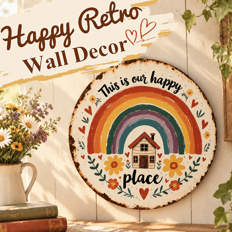 🌈Vintage Round Wall Sign | This Is Our Happy Place Home Decor
