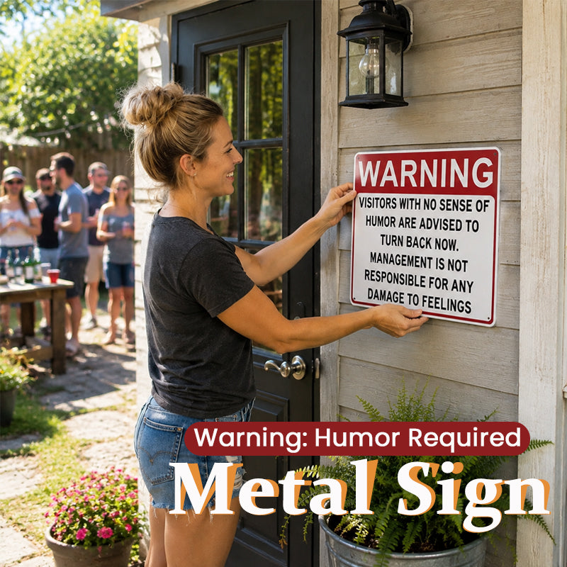 😂 Funny Warning‑Style Metal Door Sign, Humorous Wall Decor for Game Room Office Entryway