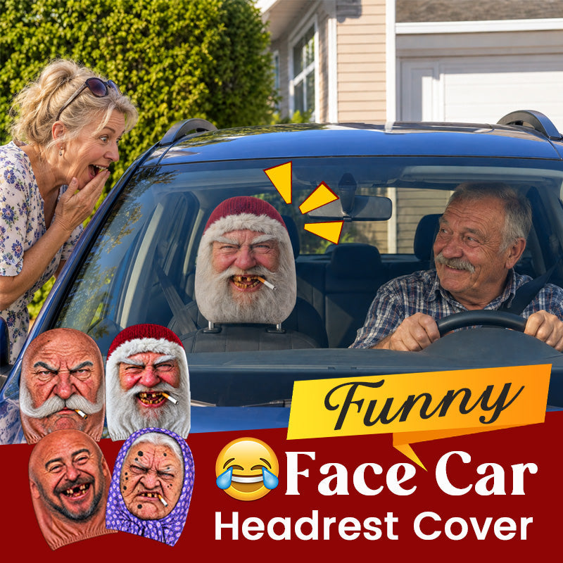 😂 Funny Face Car Headrest Cover – Hilarious Car Interior Decor!