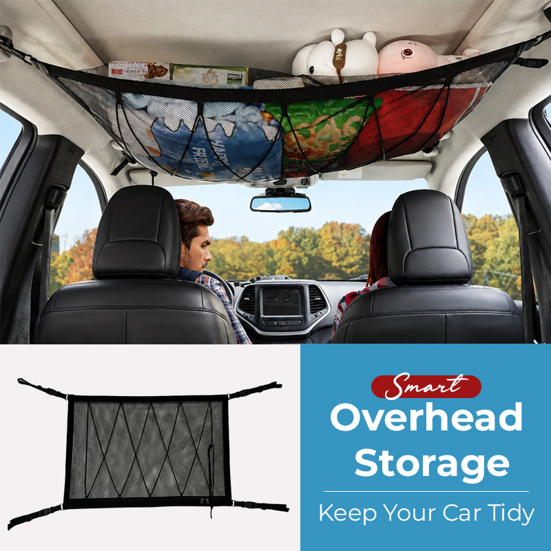 🚗 Car Storage Net Pocket | Ceiling Space‑Saving Mesh Organizer