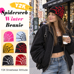 🕸️ Y2K Spiderweb Winter Beanie | Alt Streetwear Vibe
