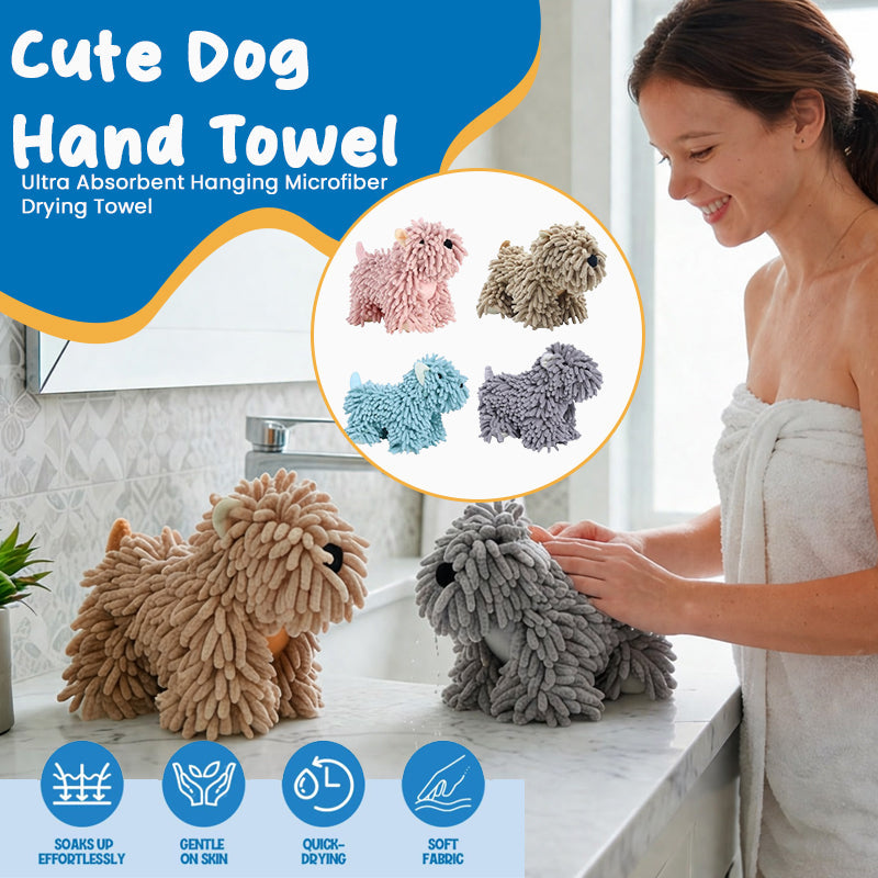 🐶Cute Dog Hand Towel – Ultra Absorbent Hanging Microfiber Drying Towe